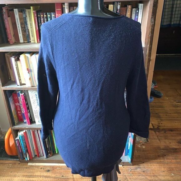 Boden navy blue wool/cotton blend v-neck size 6 royalcore sweater - Picture 2 of 3